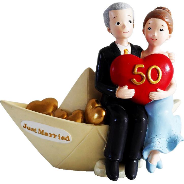Brautpaar auf Boot 50 Jahre